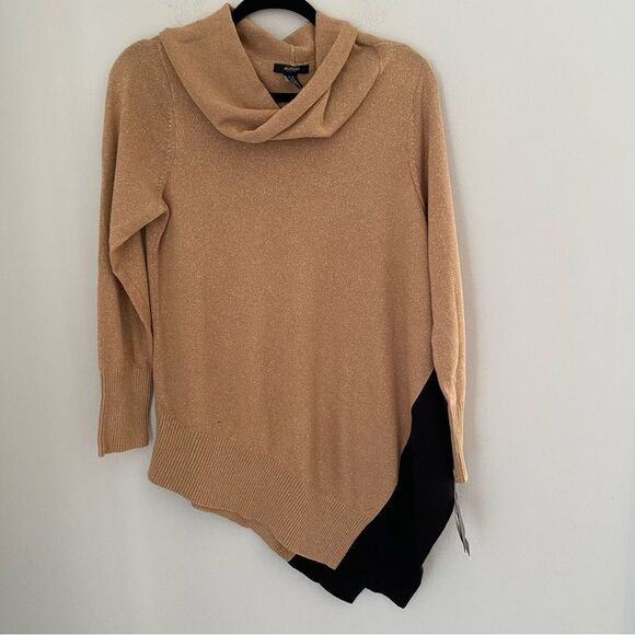 Alfani Petite Asymmetrical-Hem Cowl-Neck Sweater Sparkly Color Block size PXL - Picture 1 of 3
